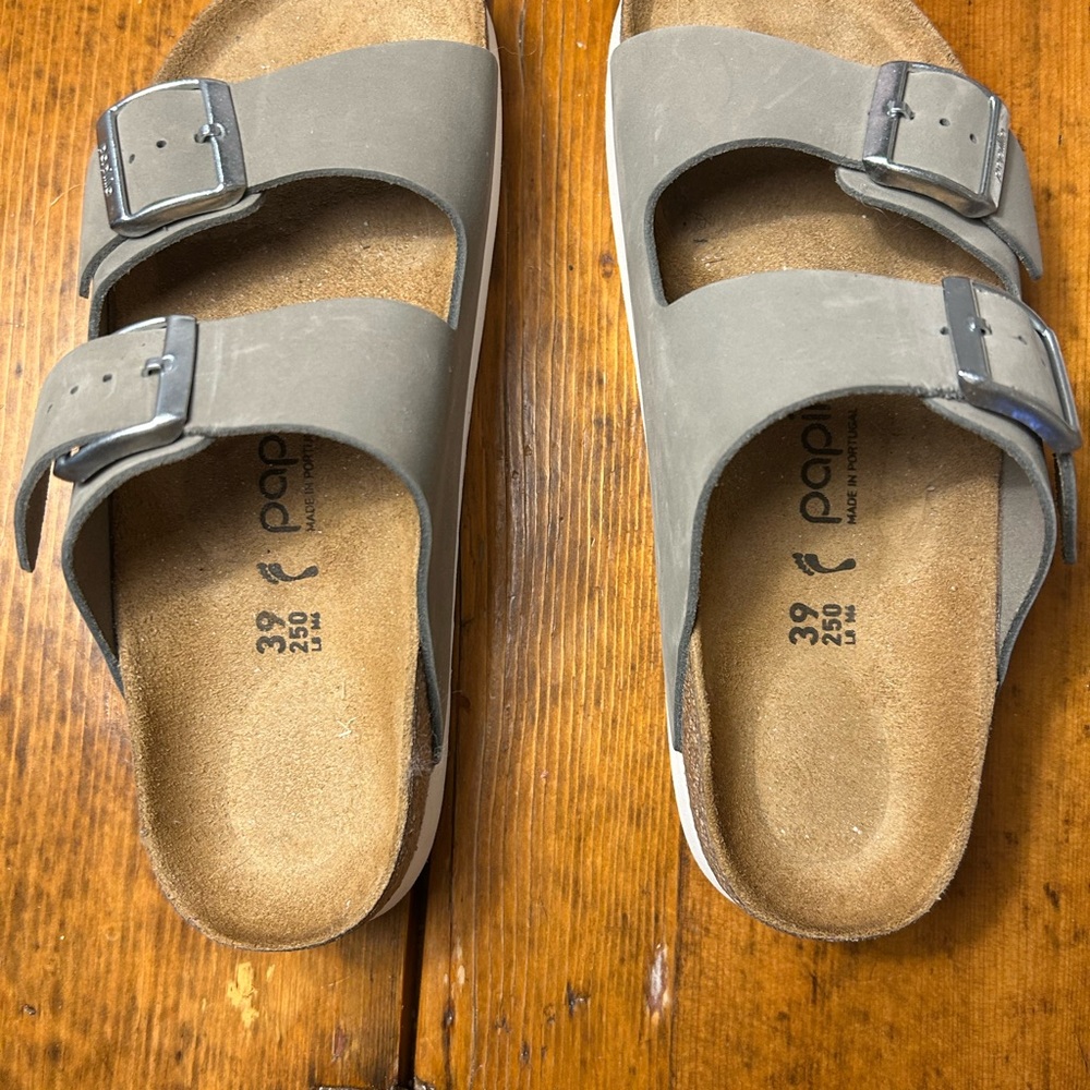 Papillio Taupe Double Strap Sandals